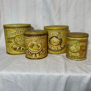 Vintage Nesting Kitchen Storage Tins-Set of 4